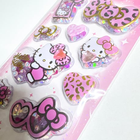 【スパンコールパーティステッカー】 サンリオキャラクターズ《キティヒョウ柄》シール ステッカー