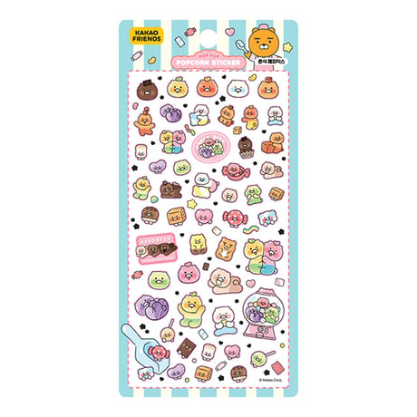【POP OP POPCORN STICKER】 《KAKAOFRIENDS/HAPPY MIX(ライトブルー)》ステッカーシール