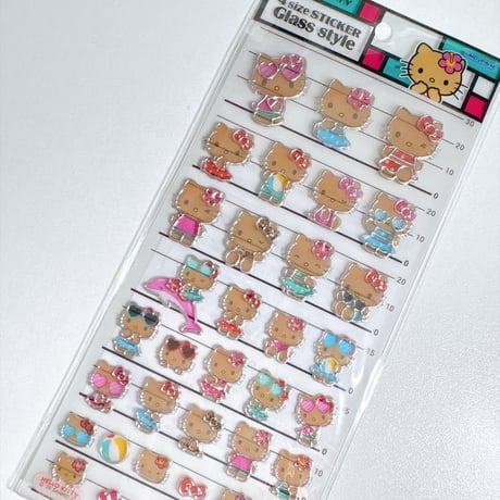 【４サイズステッカー Glass style】 《サンリオ/日焼けキティ》  シール ステッカー