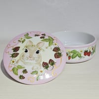 西洋絵付蓋物(ピンク)