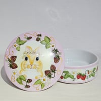 西洋絵付蓋物(ピンク)