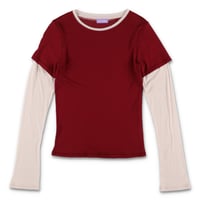 SHEER LAYERED TOP (COOMEFW26CS03) BURGUNDY