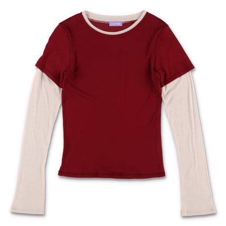 SHEER LAYERED TOP (COOMEFW26CS03) BURGUNDY