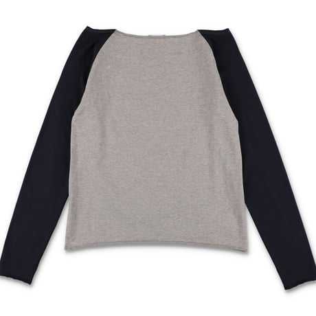 RAGLAN CUT OFF TEE (COOMEFW26CS05) GREY x NAVY