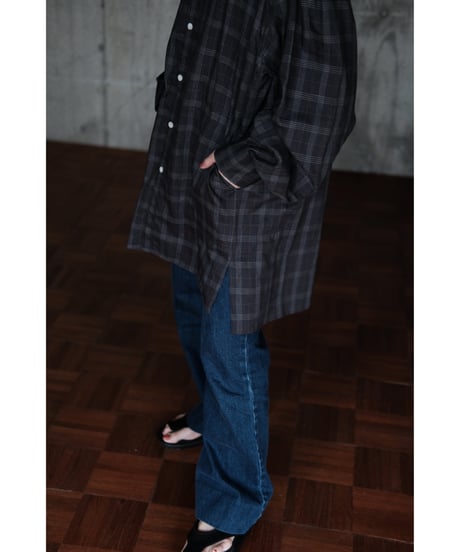 BISOWN / SZ BOIL COTTON SMOCK SHIRTS(TOP GRAY CHECK)