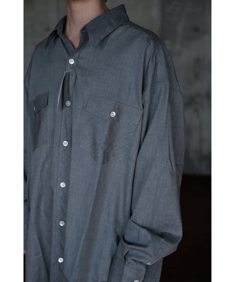 I am dork / Work Shirt(Cotton/Lt.Grey)