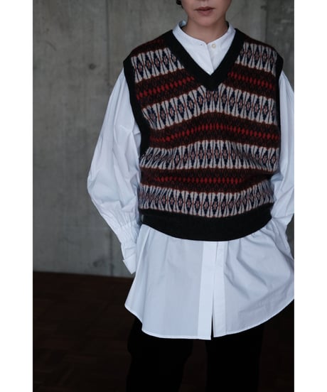 BISOWN / CASHMERE MIX PATTERN VEST(MIX)
