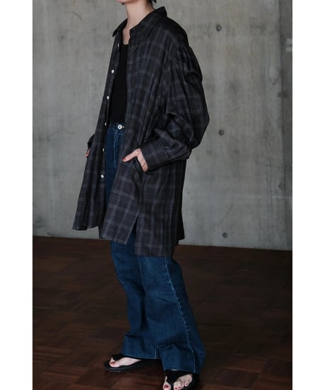 BISOWN / SZ BOIL COTTON SMOCK SHIRTS(TOP GRAY CHECK)