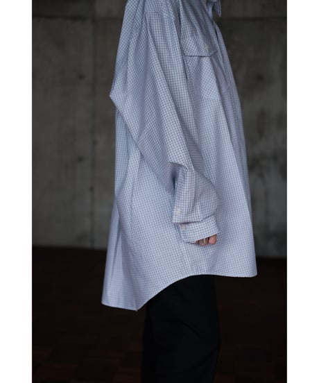 I am dork / Work Shirt(Cotton/White×Blue×Brown Check)