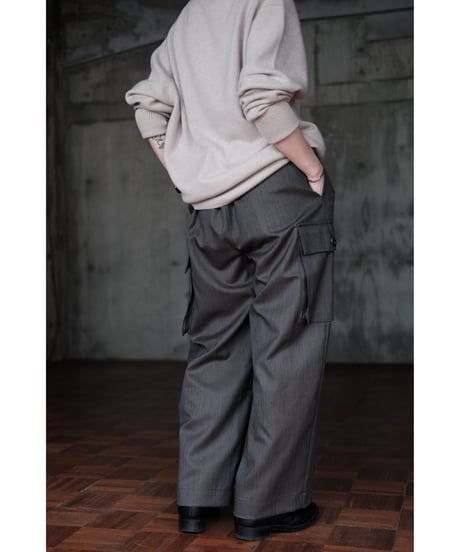 BISOWN / BRITISH CLASSIC WOOL EASY PANTS 43(BROWN HERRINGBONE)
