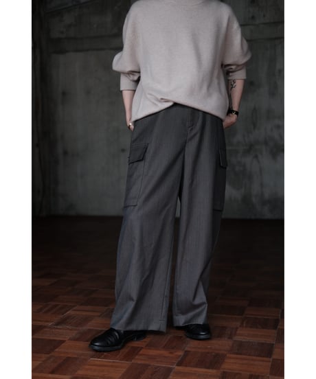 BISOWN / BRITISH CLASSIC WOOL EASY PANTS 43(BROWN HERRINGBONE)