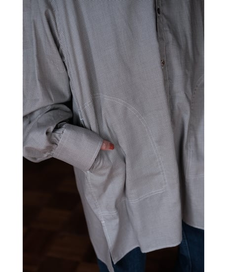 BISOWN / SZ BOIL COTTON SMOCK SHIRTS(BROWN HOUNDSTOOTH)
