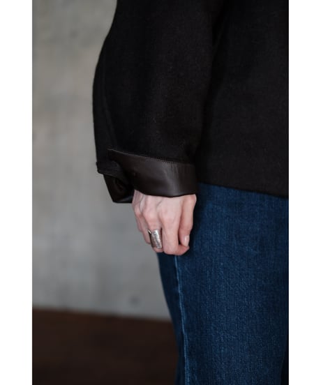 BISOWN / ALPACA DOUBLECLOTH SEAM POCKET BLOUSON(DARK BROWN)
