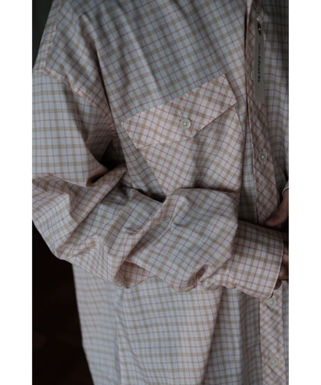 I am dork / Work Shirt(Cotton/Pink Beige Check)