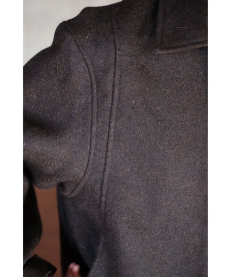 BISOWN / ALPACA DOUBLECLOTH SEAM POCKET BLOUSON(DARK BROWN)