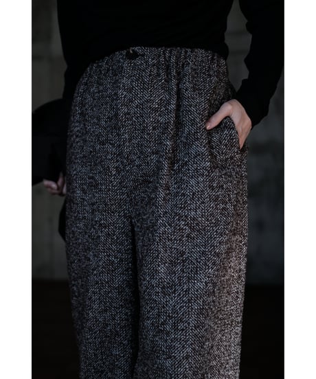 BISOWN / LOOP TWEED EASY WIDE PANTS(HERRINGBONE LOOP TWEED)