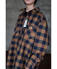 I am dork / Work Shirt(WoolPolyester/Brown×Navy Check)