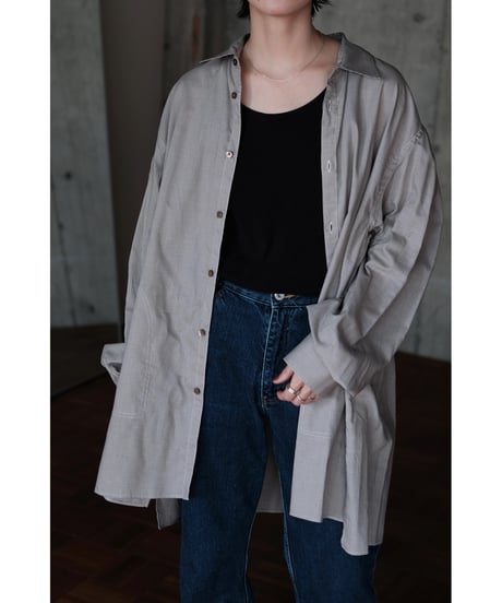 BISOWN / SZ BOIL COTTON SMOCK SHIRTS(BROWN HOUNDSTOOTH)