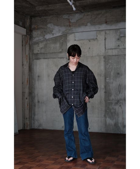 BISOWN / SZ BOIL COTTON SMOCK SHIRTS(TOP GRAY CHECK)