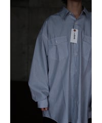 I am dork / Work Shirt(Cotton/White×Blue×Brown Check)