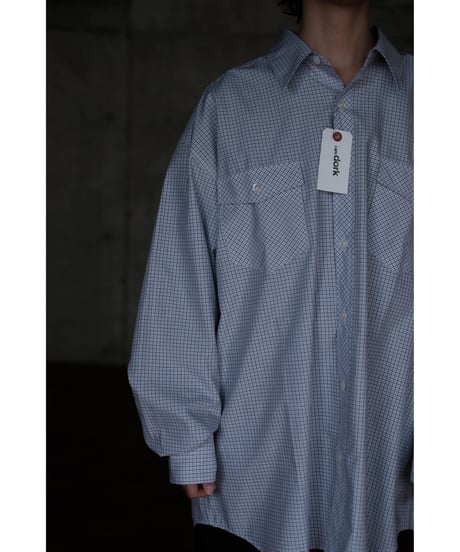 I am dork / Work Shirt(Cotton/White×Blue×Brown Check)