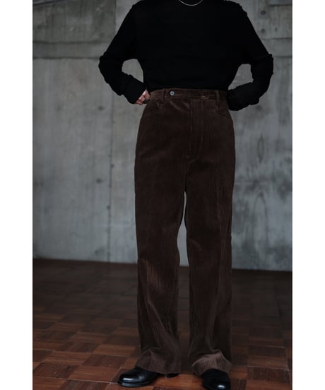 BISOWN / MIXED-WALE CORDUROY NOTUCK SLACKS(BROWN)