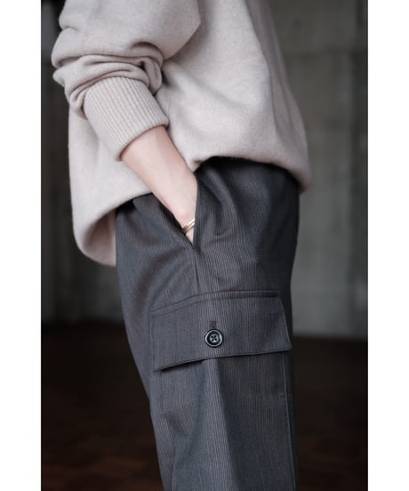 BISOWN / BRITISH CLASSIC WOOL EASY PANTS 43(BROWN HERRINGBONE)