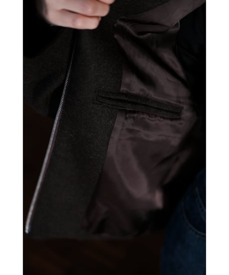 BISOWN / ALPACA DOUBLECLOTH SEAM POCKET BLOUSON(DARK BROWN)