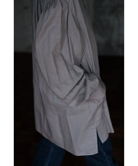 BISOWN / SZ BOIL COTTON SMOCK SHIRTS(BROWN HOUNDSTOOTH)
