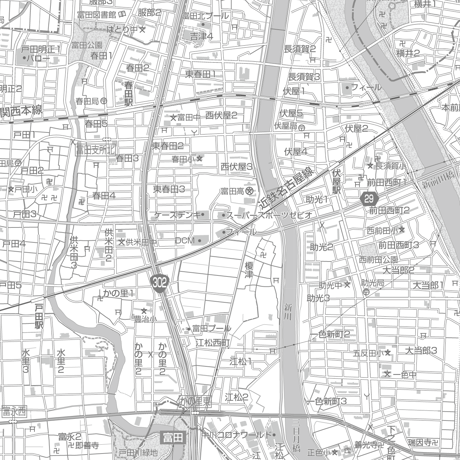 C名古屋市中川区1/25000白地図タウンロード販売