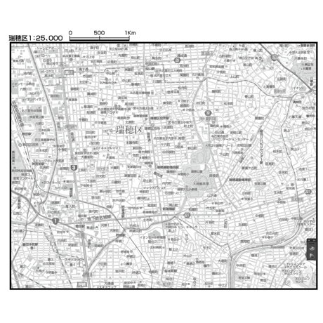 C名古屋市瑞穂区1/25000白地図タウンロード販売
