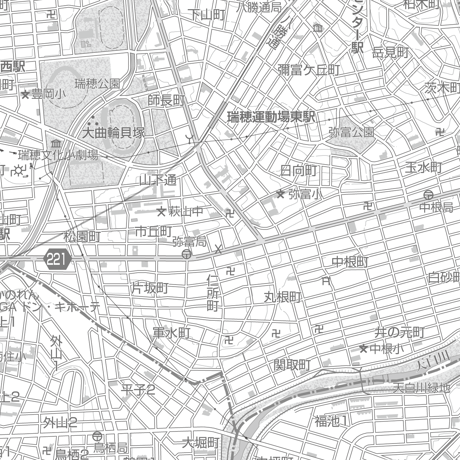 C名古屋市瑞穂区1/25000白地図タウンロード販売