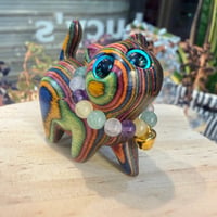 天然木 猫の置き物/縞猫※９月下旬発送予約販売
