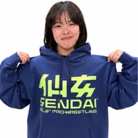 仙女定番ロゴパーカー【インディゴ×ライムグリーン】