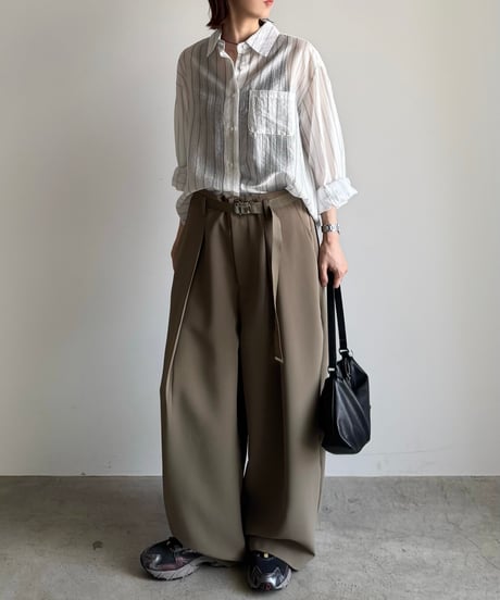 belted wide slacks