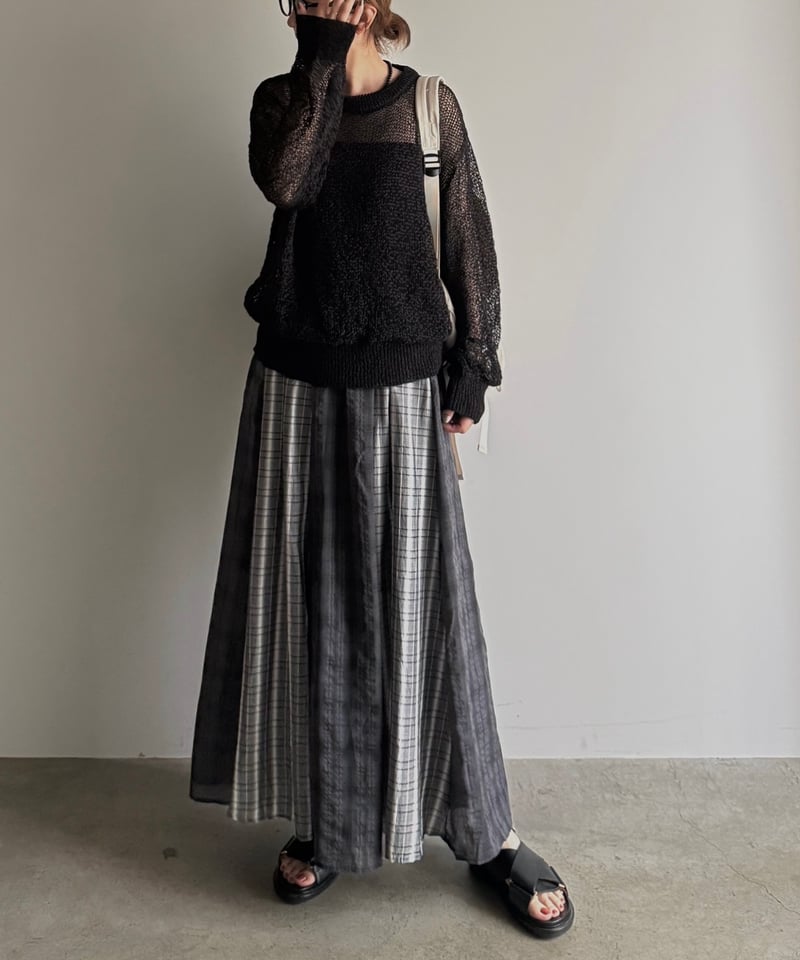 check panel flare skirt | ARULLE