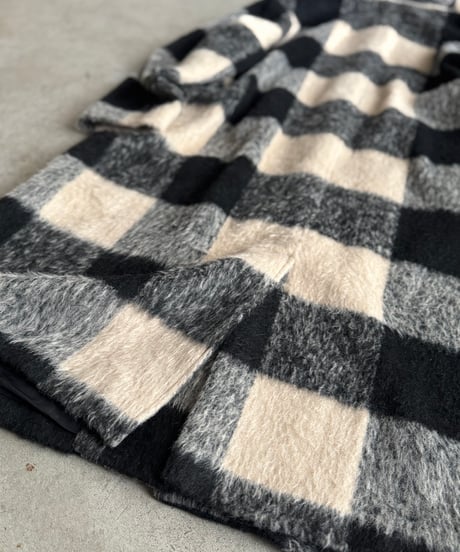 〈atelier〉block check hoodie coat