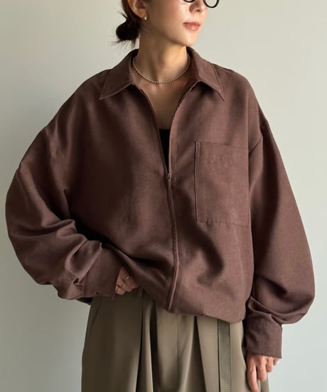 suede like zip shirt