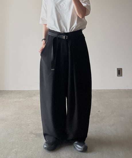 belted wide slacks