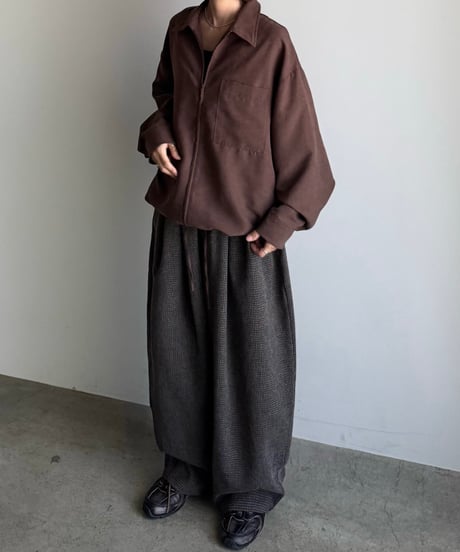 suede like zip shirt