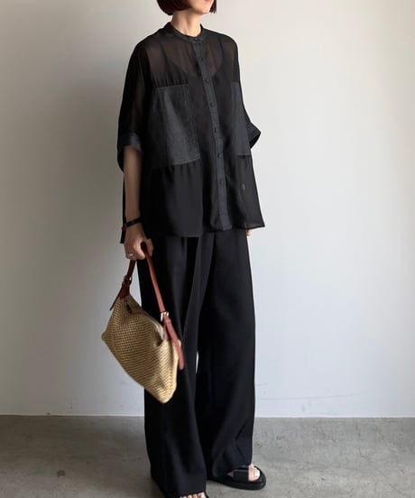 denim pocket sheer shirt