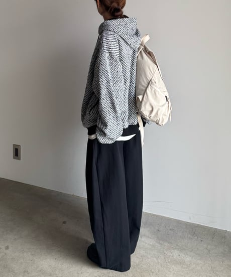 tweed hood pullover