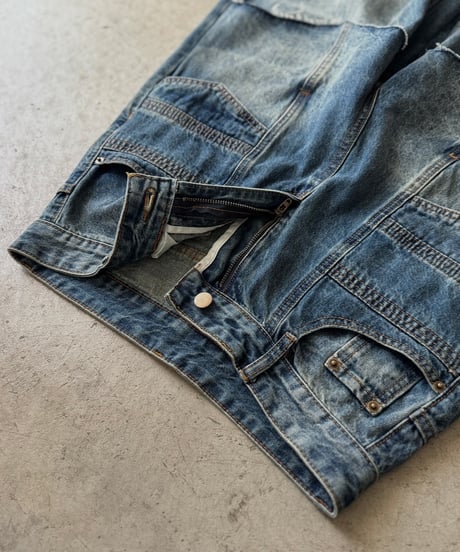 vintage wash panel switch denim