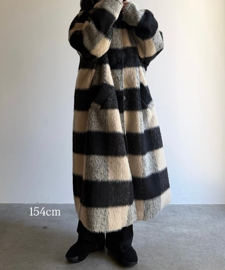 〈atelier〉block check hoodie coat