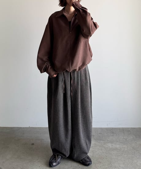 suede like zip shirt
