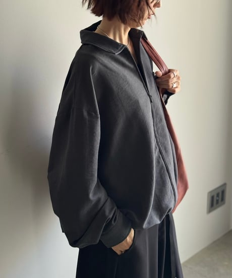 suede like zip shirt