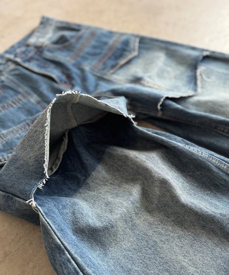 vintage wash panel switch denim