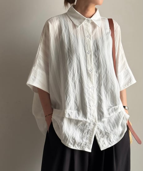 point gather stripe shirt