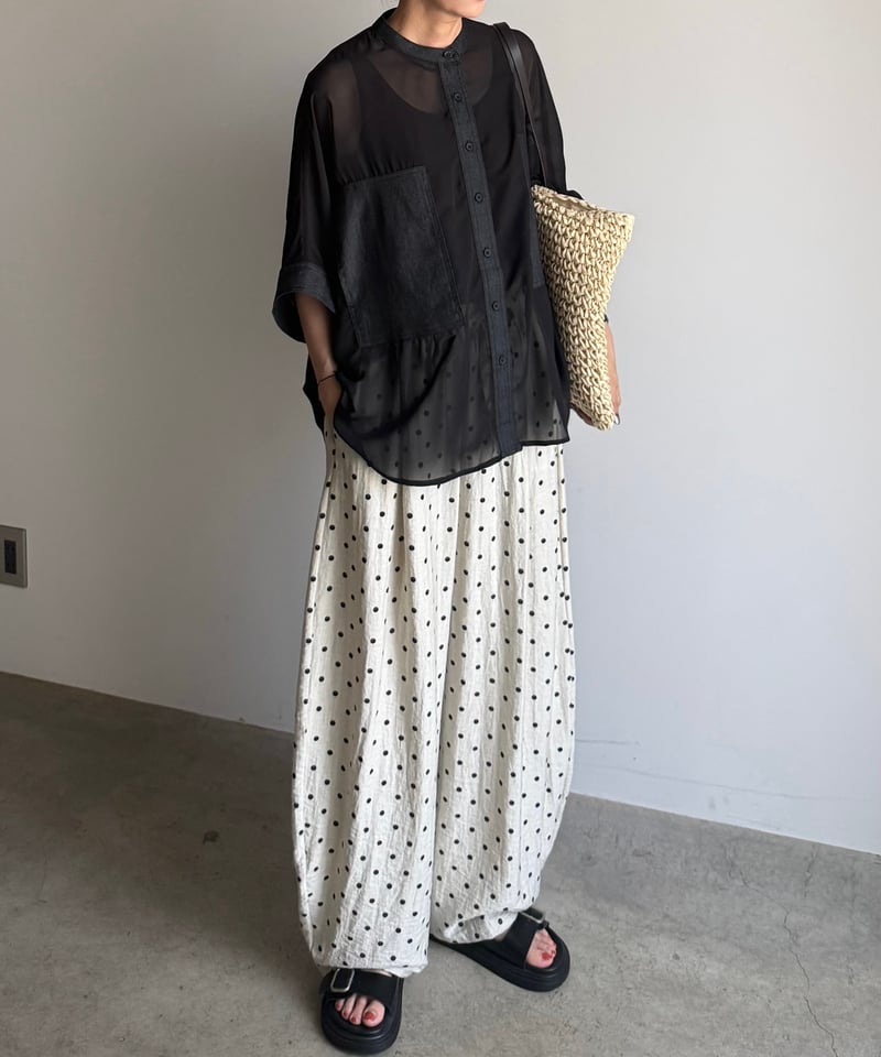 denim pocket sheer shirt | ARULLE