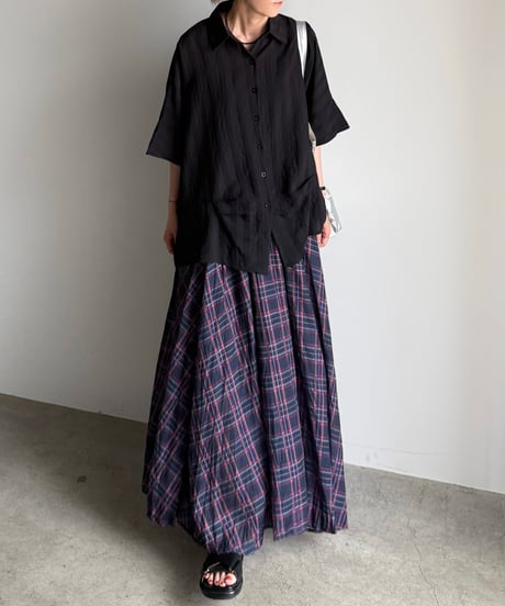 point gather stripe shirt